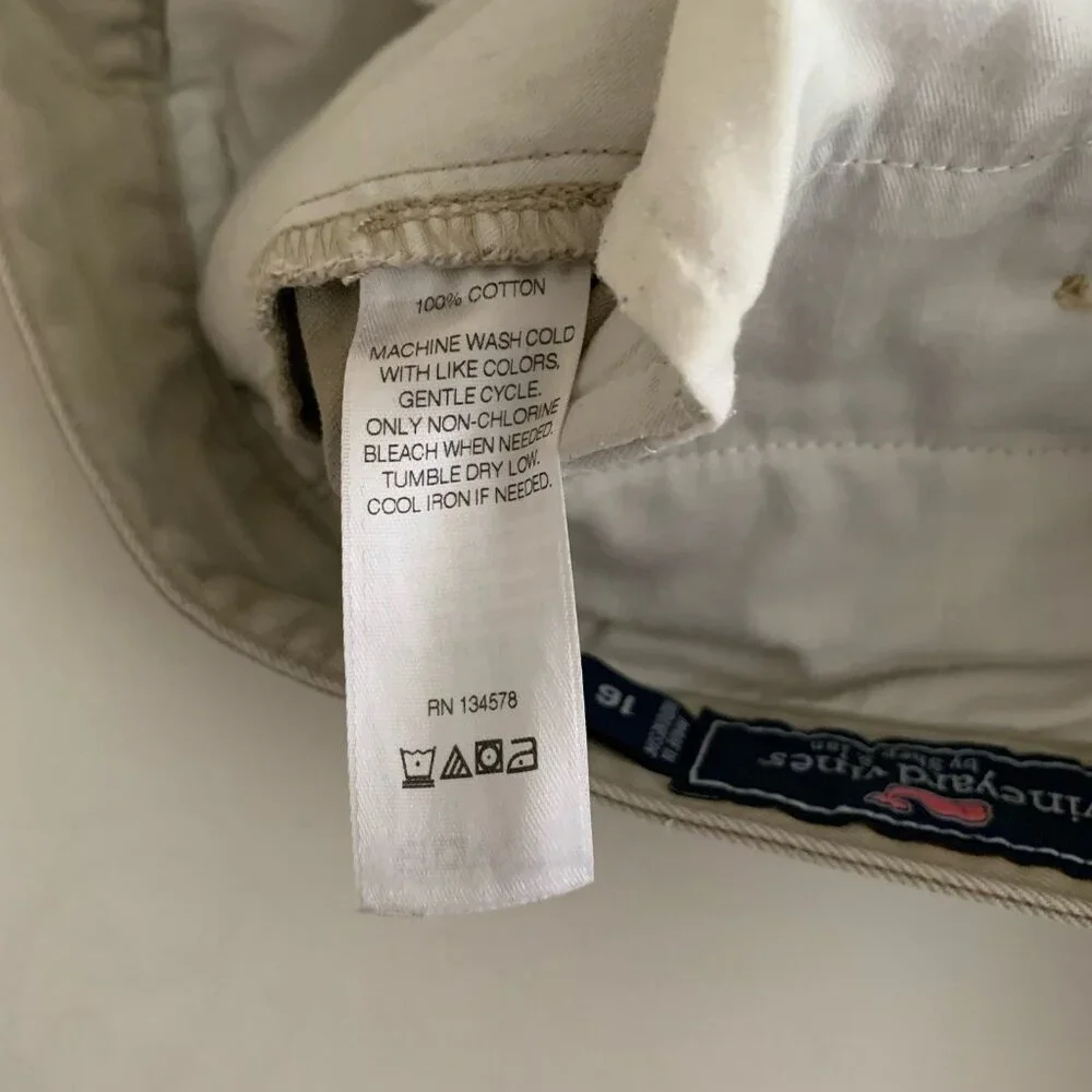 Vineyard Vines Khaki Pants Girls Size 16 School Uniform Beige Straight Leg